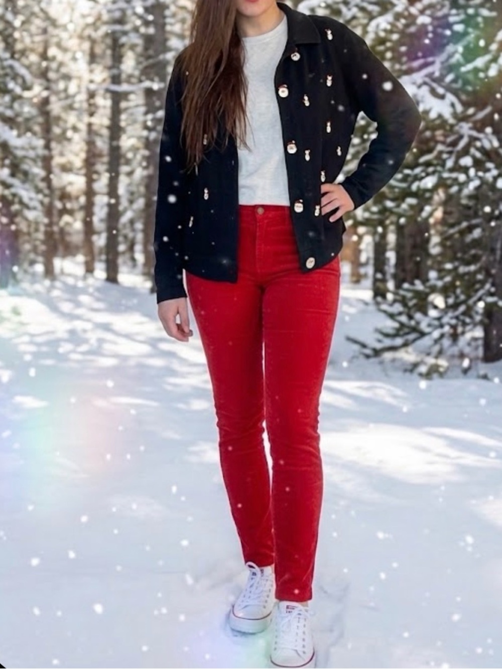 Vintage Onque Casuals Snowman Holiday Cardigan